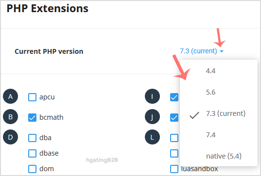 change php version