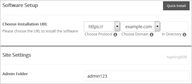 install ProcessWire via Softaculous in cPanel