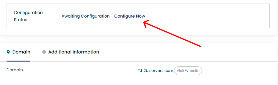SSL service details page showing Configuration Status set to “Awaiting Configuration - Configure Now” to start the renewal setup