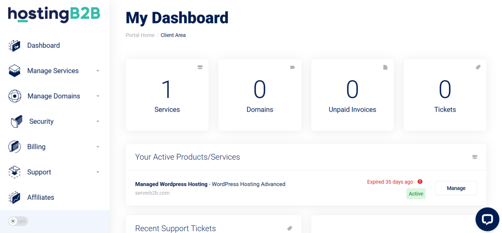 hostingb2b portal light mode